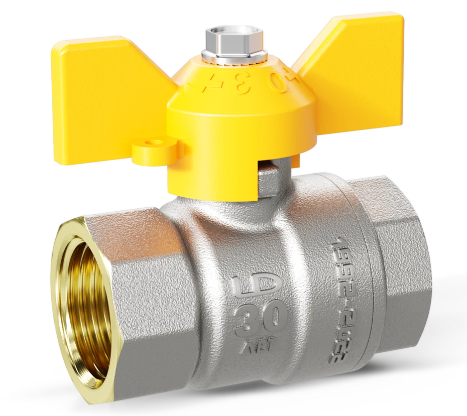 Кран шаровый латунныйLD Pride  газ ВР/ВР Ду 20 (3/4") Ру 40 бабочка 